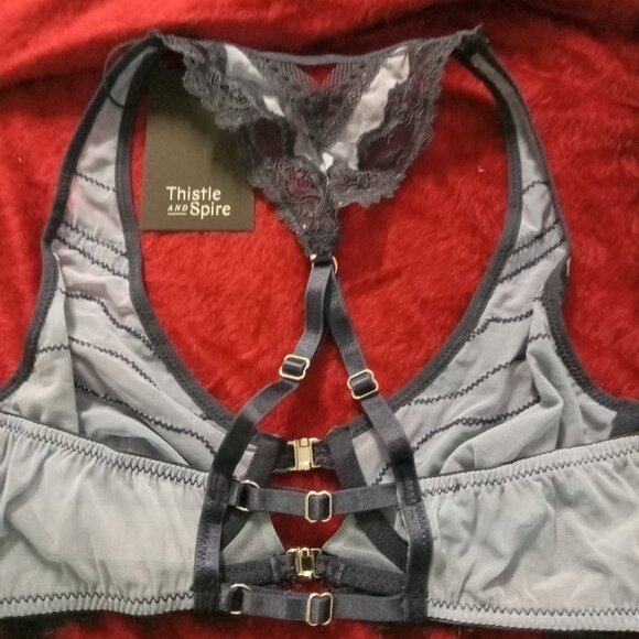 Thistle and Spire Bra denim blue sheer full cup unlined lace NWT multi sizes - Picture 2 of 3